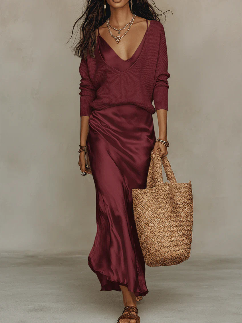 ALESSIA – Vestido Midi Satinado