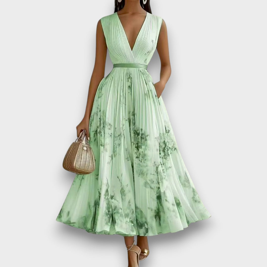 Rowella - Elegante Vestido Largo Plisado Floral