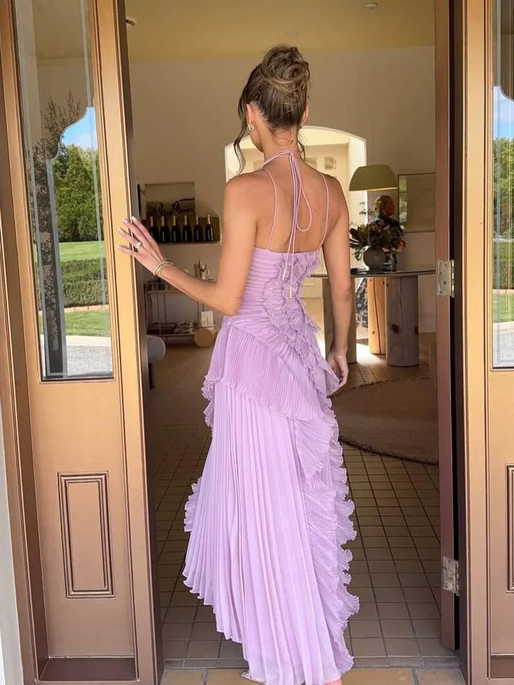 Anneliese | Vestido largo plisado con volantes
