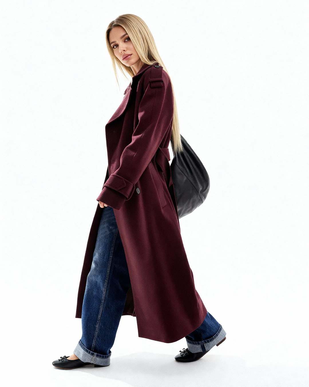 Nora | Gabardina elegante burdeos