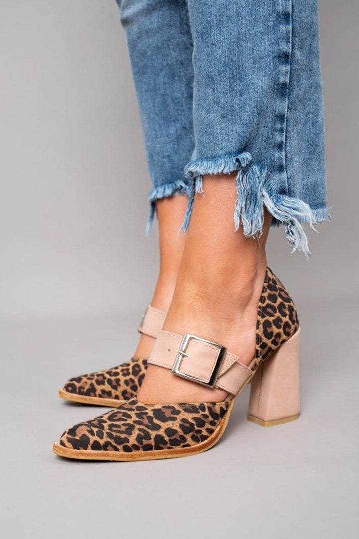 Selveta | Sandalias de ante leopardo con tacón estable