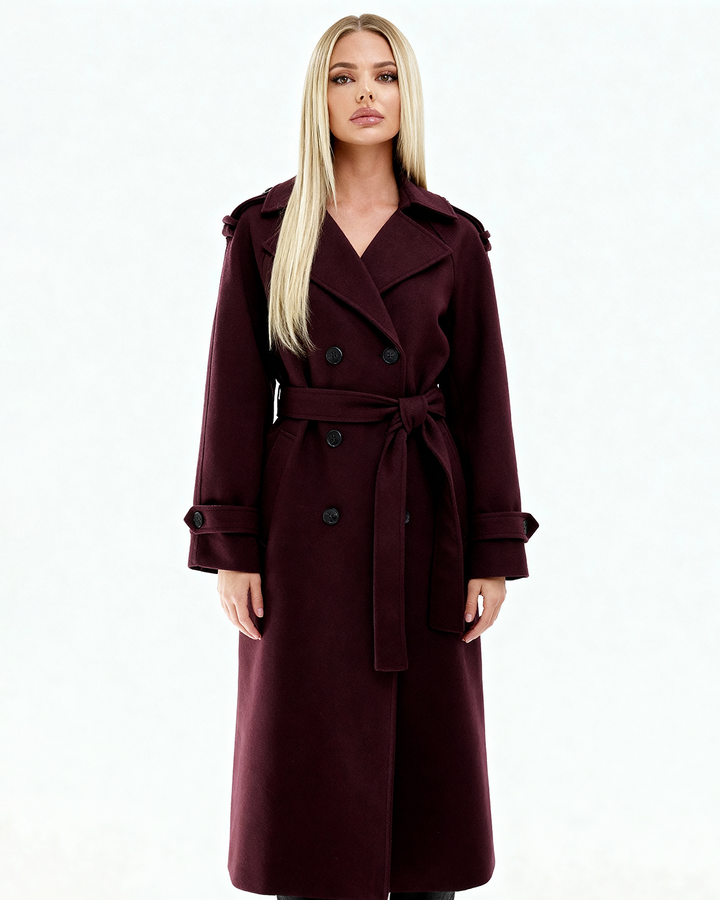 Nora | Gabardina elegante burdeos