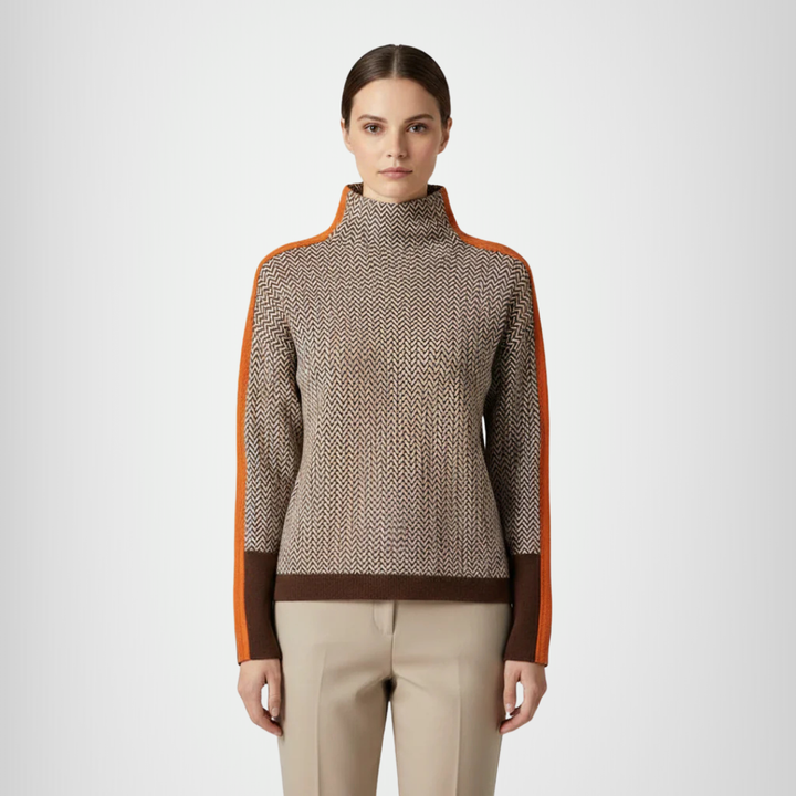 Vanessa | Jersey de cuello alto con llamativas rayas