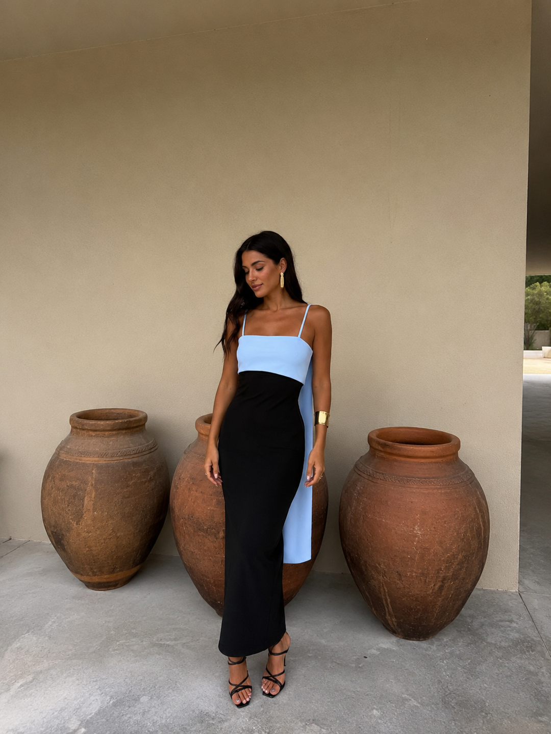 Erica / Vestido en negro y azul