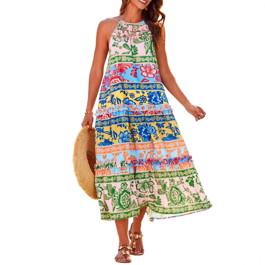 Natalia - Vestido largo bohemio con cuello halter