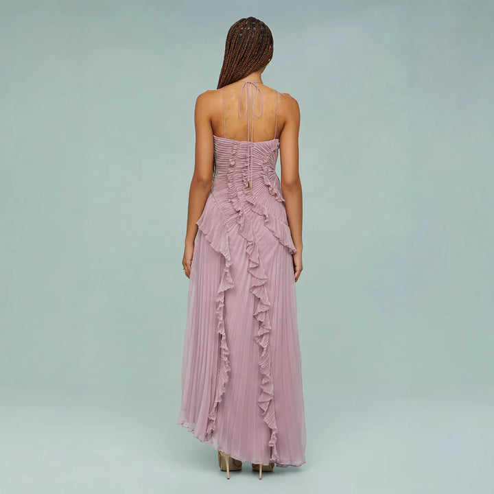 Anneliese | Vestido largo plisado con volantes