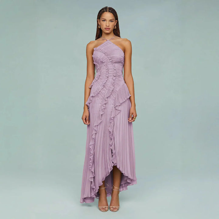 Anneliese | Vestido largo plisado con volantes