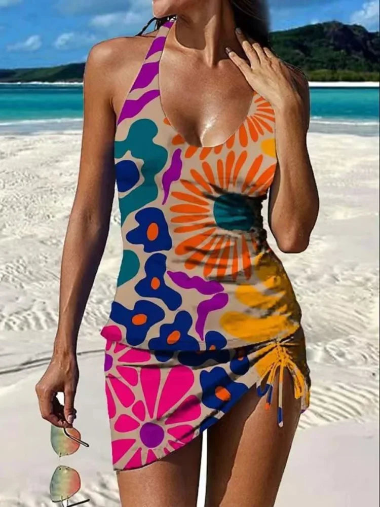 Fiesta | Tankini Gráfico Floral con Shorts y Efecto Control Abdomen