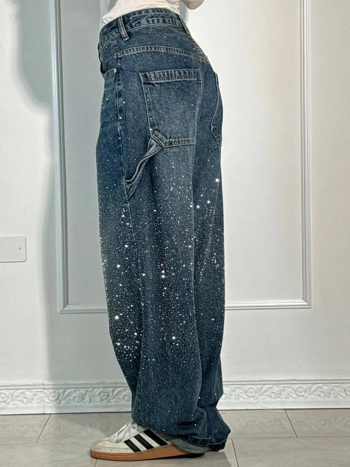 Tiana | Jeans anchos con brillantes