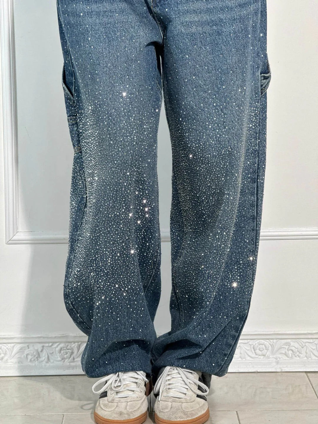 Tiana | Jeans anchos con brillantes