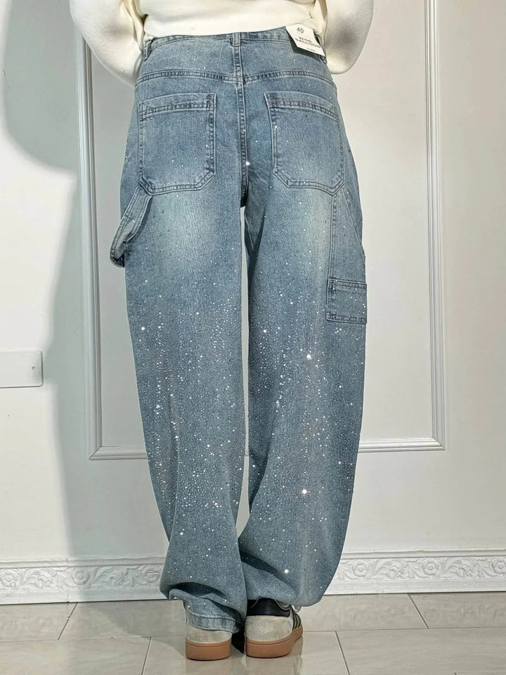 Tiana | Jeans anchos con brillantes