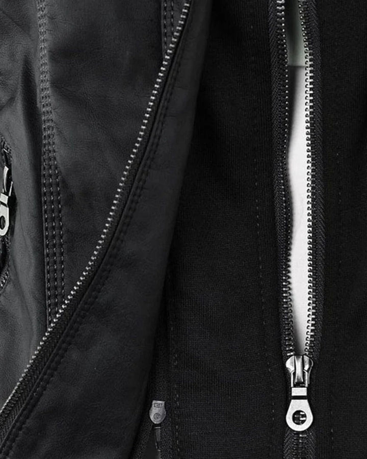 ELVIRA – Chaqueta de piel moderna con capucha