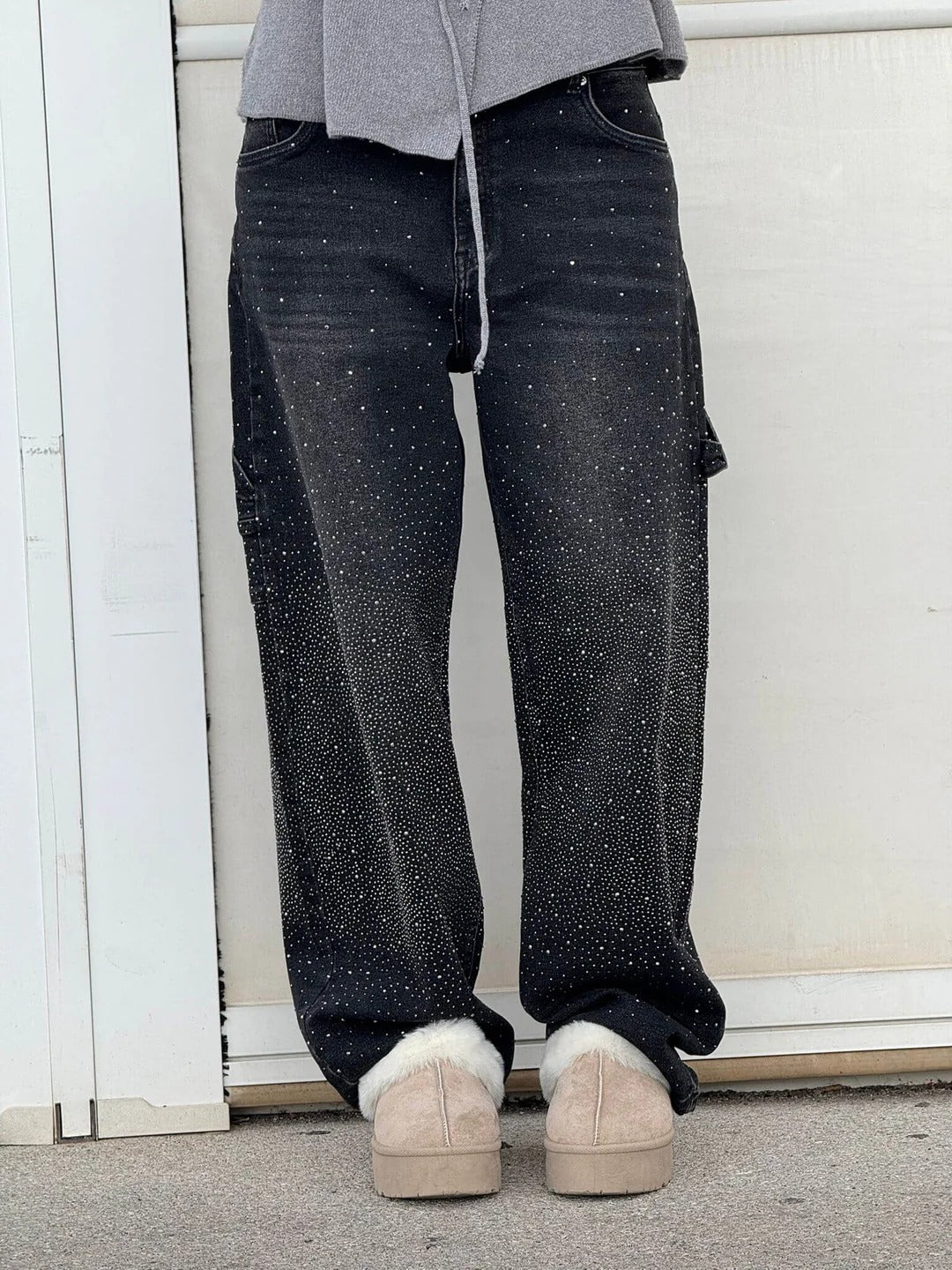 Tiana | Jeans anchos con brillantes