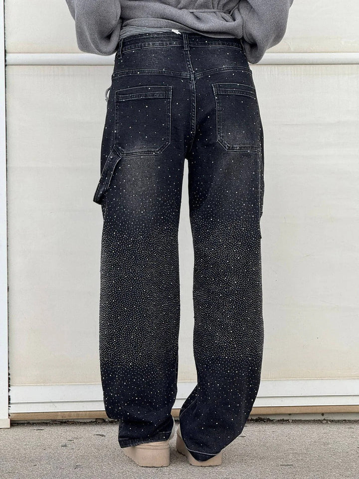 Tiana | Jeans anchos con brillantes