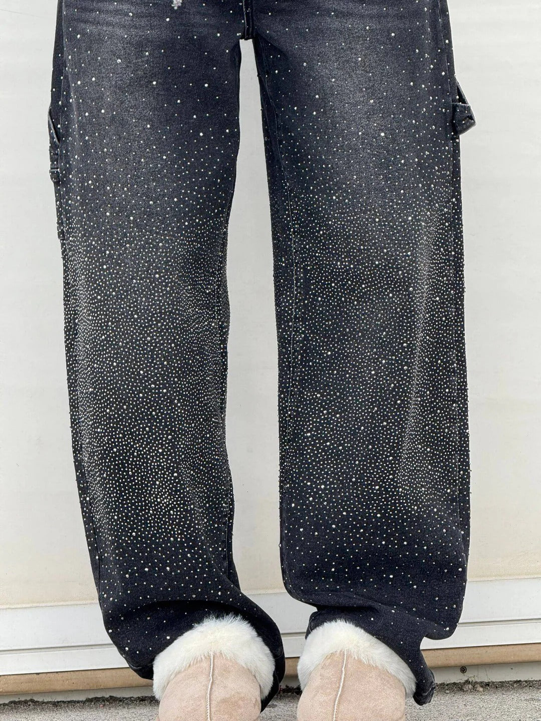 Tiana | Jeans anchos con brillantes