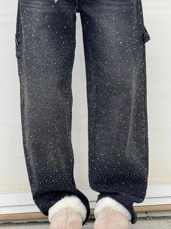Tiana | Jeans anchos con brillantes