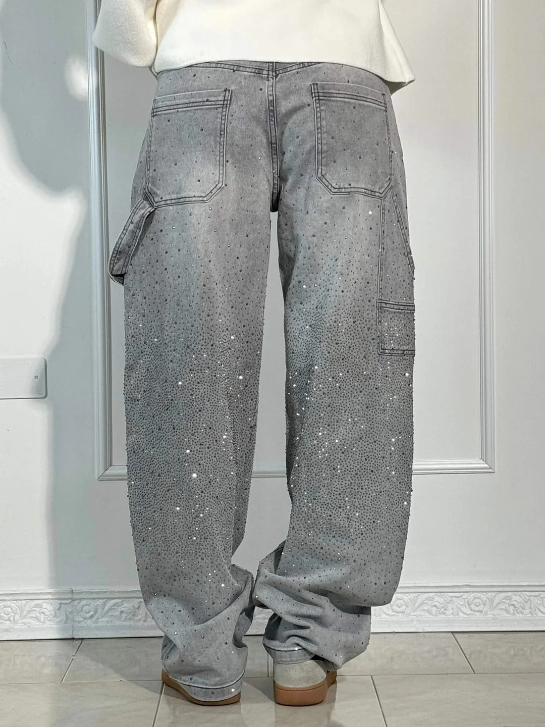 Tiana | Jeans anchos con brillantes