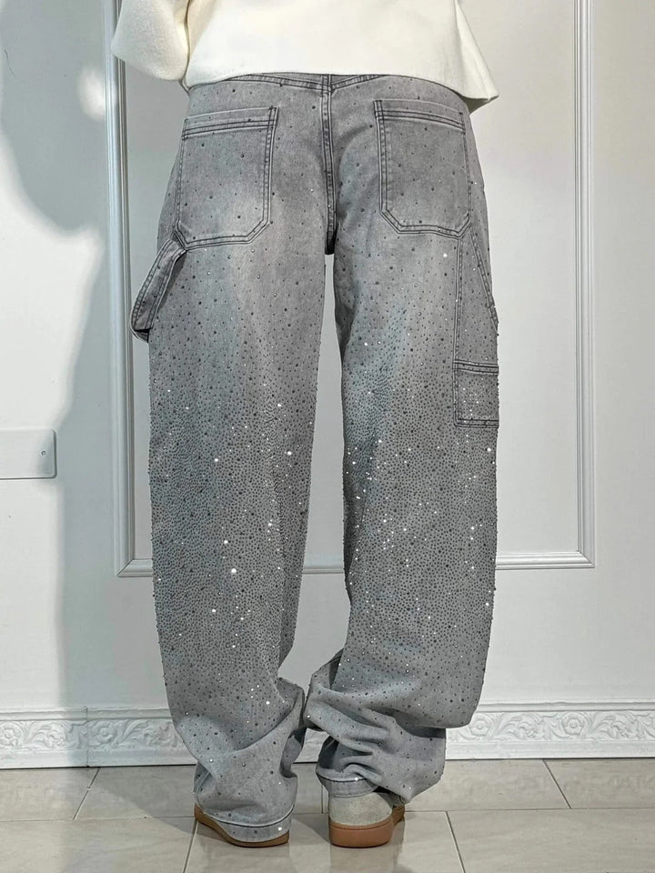 Tiana | Jeans anchos con brillantes