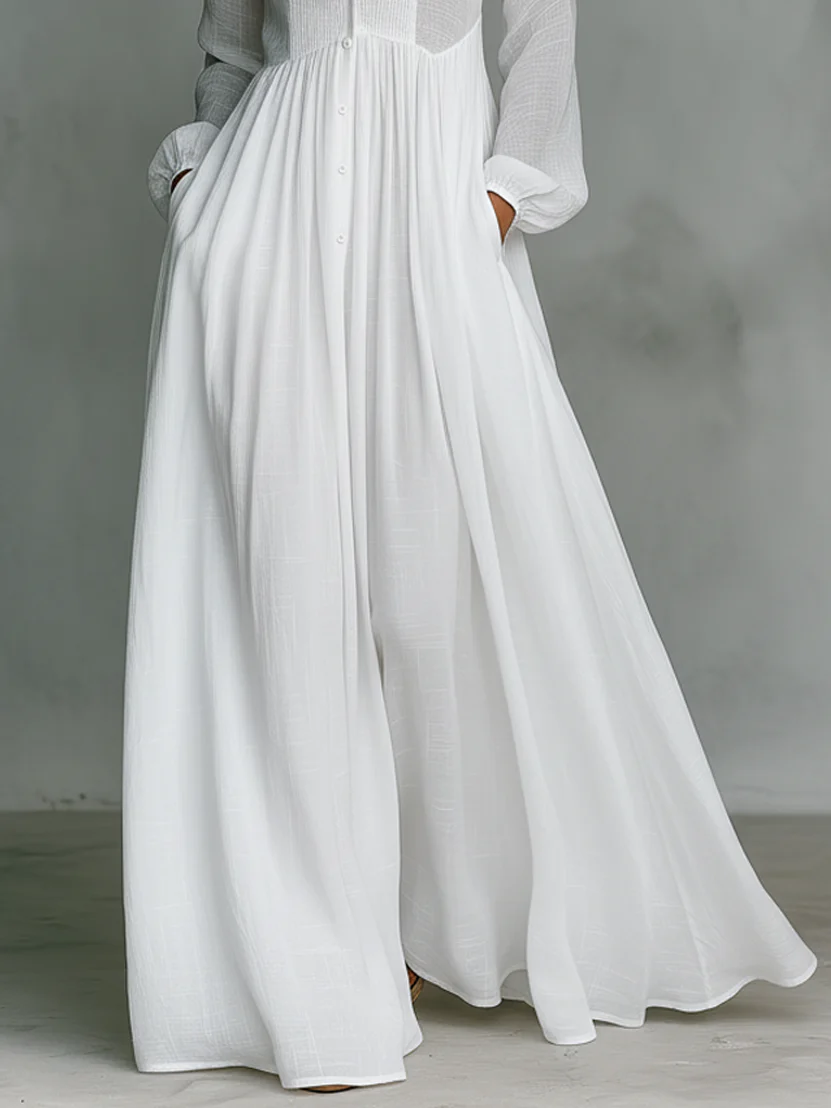 Carla | Vestido maxi minimalista de algodón y lino
